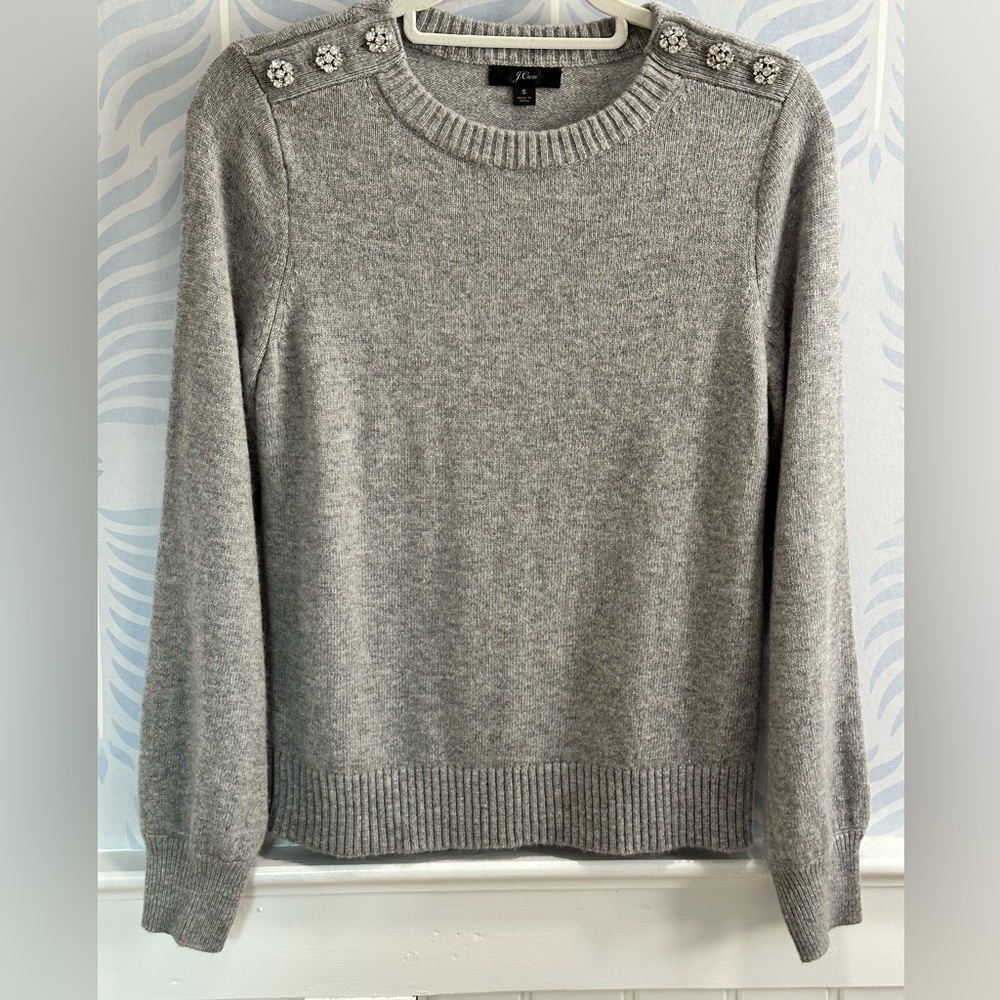 J. CREW Crewneck Sweater with Jeweled Buttons
